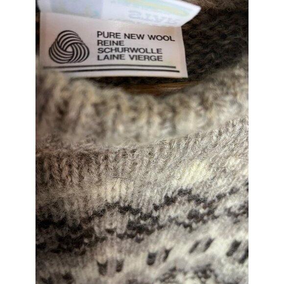 North Star Women's Size M Nordic Print Wool Pullover Sweater Neutral Gray Cream - Picture 7 of 7